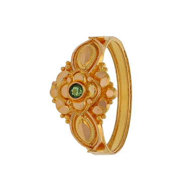 Womens Florel Ring with Green Stone